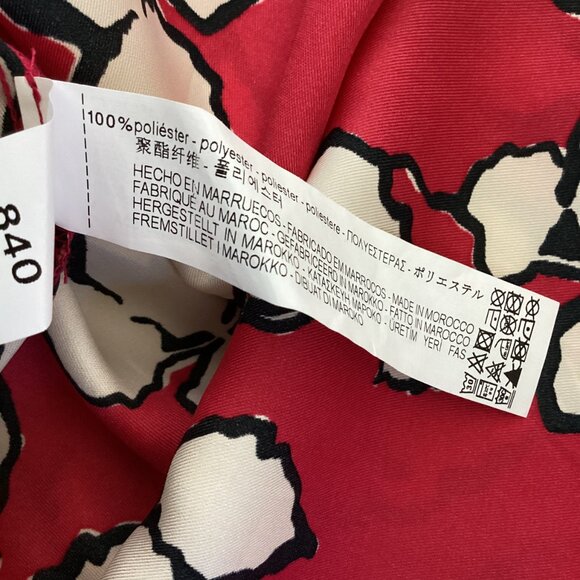 Red High Collar Dress with Cream/Black Florals - Picture 6 of 6